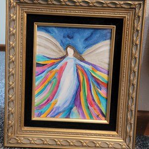 Framed original Watercolor Angel painting